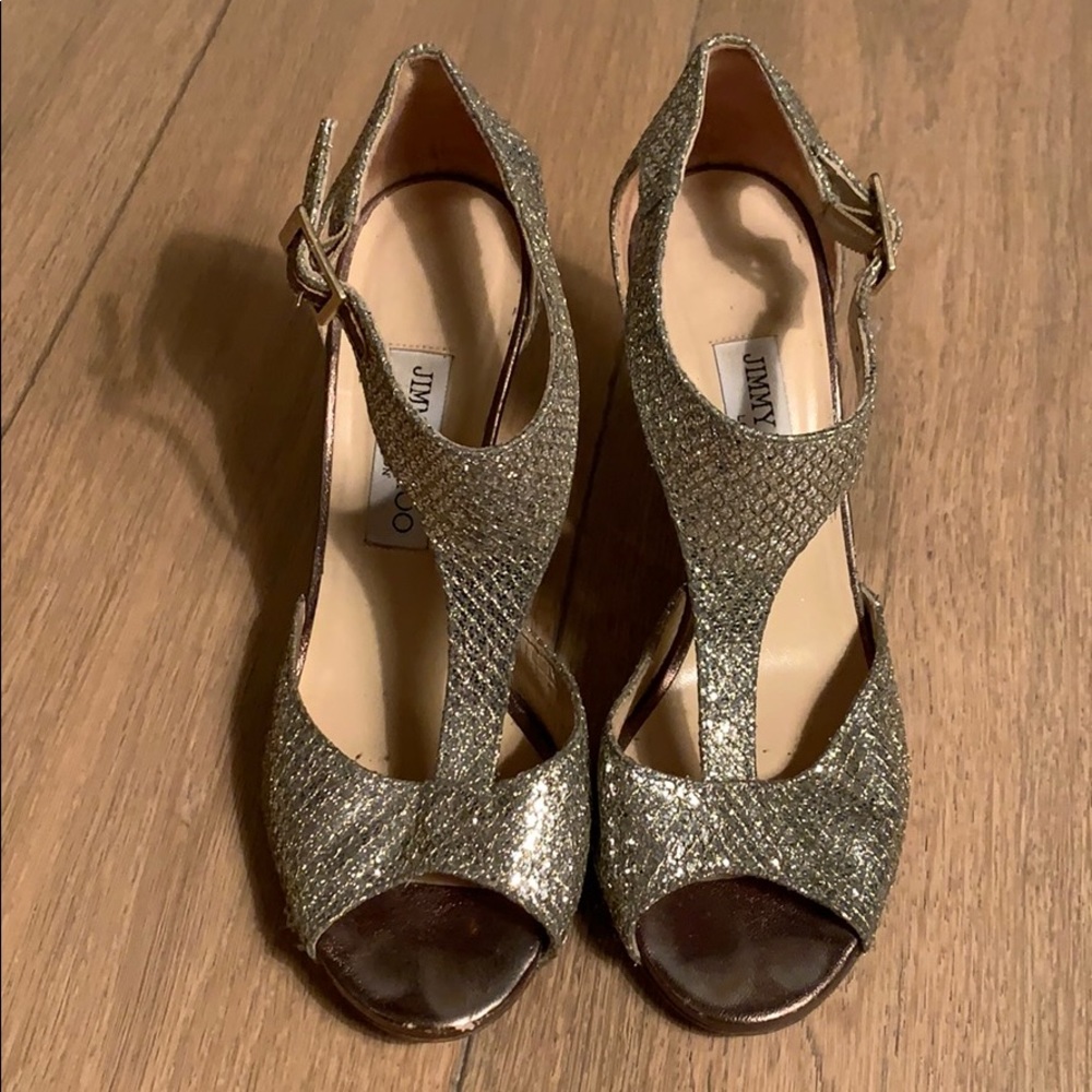 Jimmy Choo Silver Strap Wedge